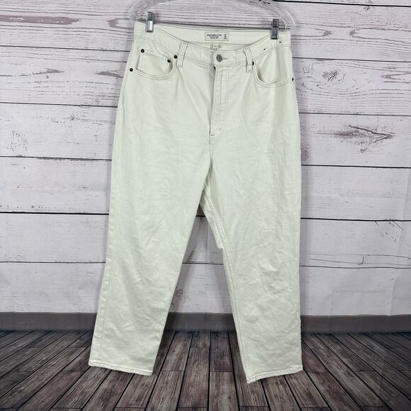 Abercrombie Fitch Jeans Womens 14 Ivory Ankle Straight Ultra High Rise - Picture 1 of 14